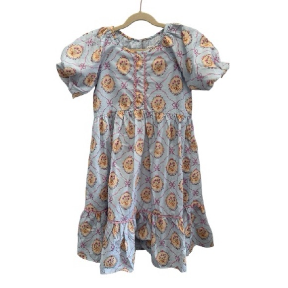 Shop The Mint Other - Shop the Mint Girls Floral Bow Print Top in Light Blue and Pink